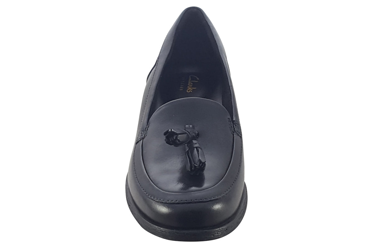 clarks havisham edge black leather womens shoes top