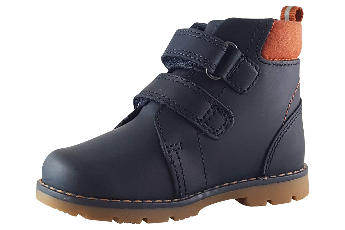 clarks heath strap t navy boys boots left