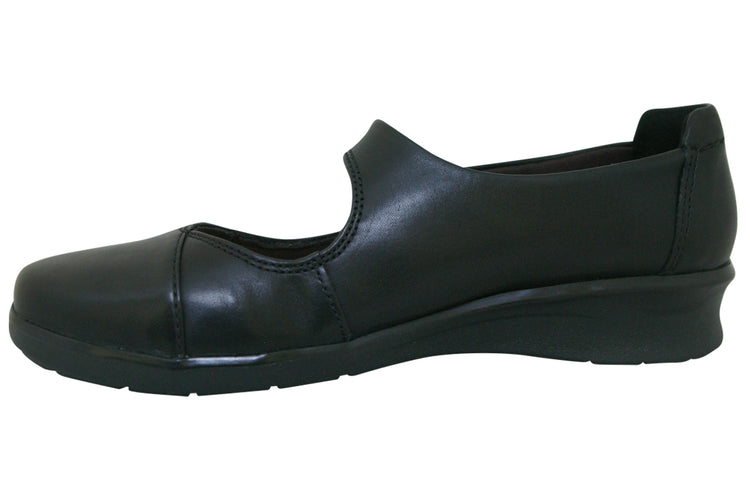 Clarks Hope Henley Black Leather Womens Shoes