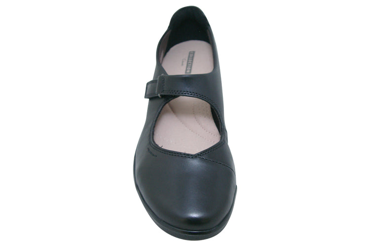 Clarks Hope Henley Black Leather Womens Shoes