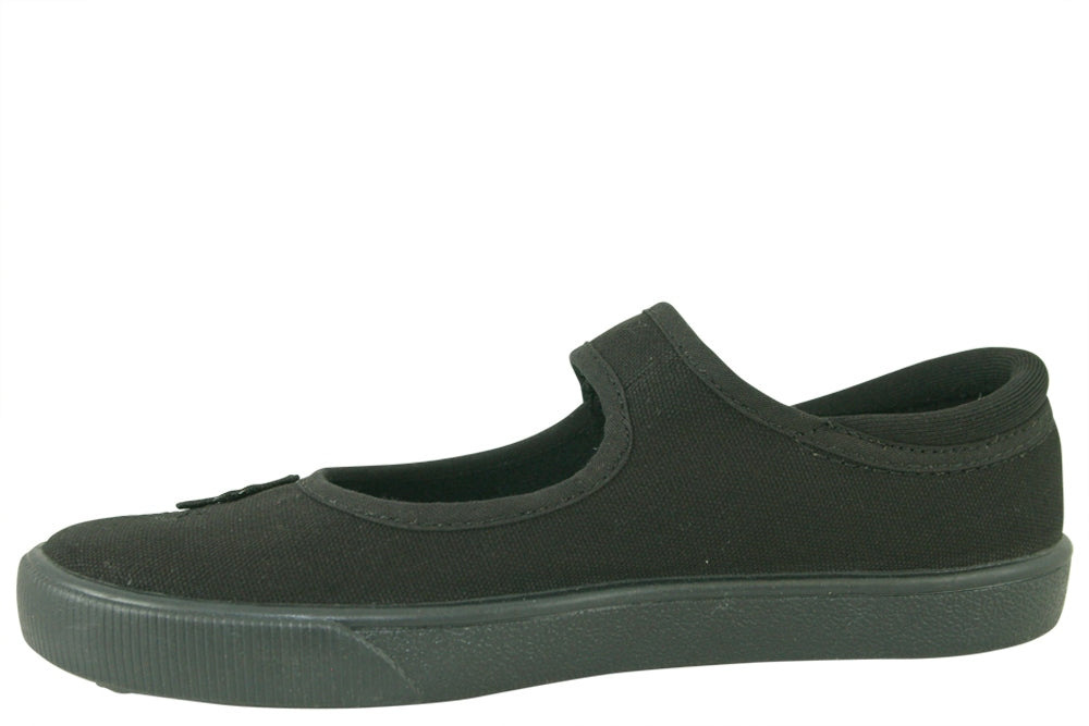clarks hopper go black fabric girls shoes left