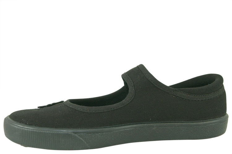 Clarks Hopper Go Black Fabric Girls School Shoes