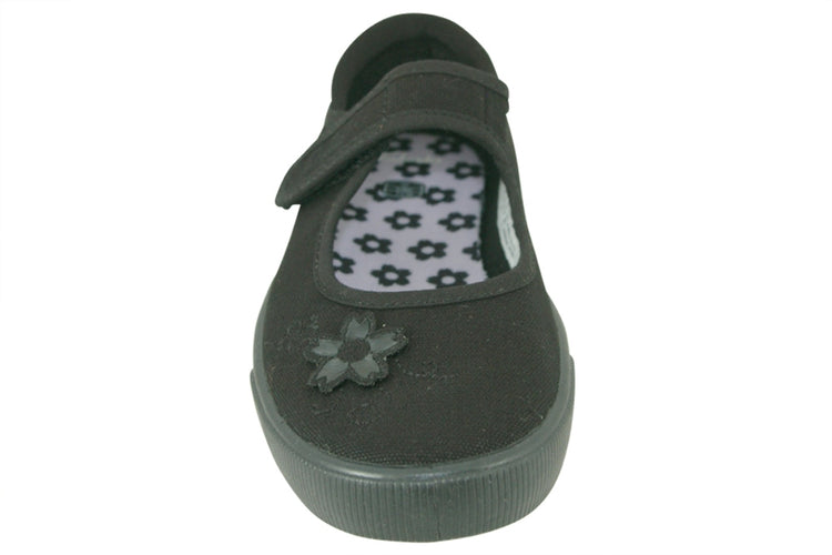 Clarks Hopper Go Black Fabric Girls School Shoes