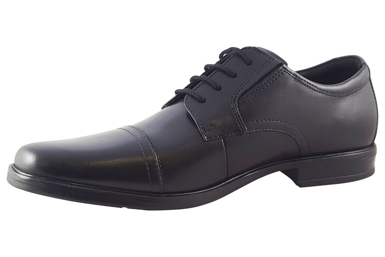 Clarks Howard Cap Black Leather Mens Shoes