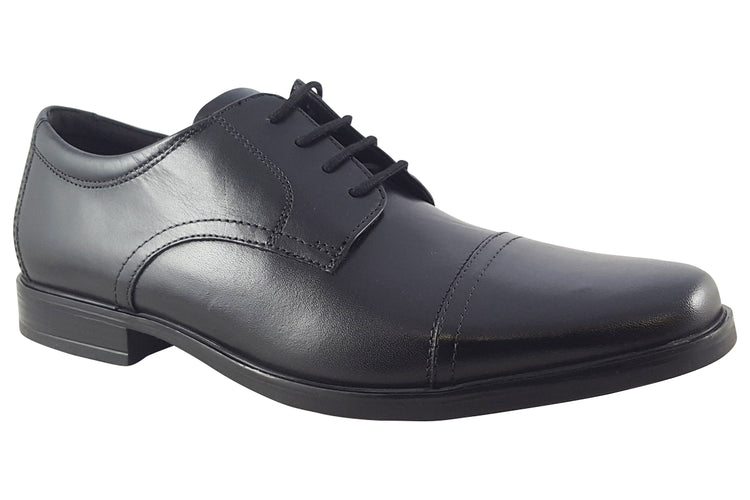 Clarks Howard Cap Black Leather Mens Shoes