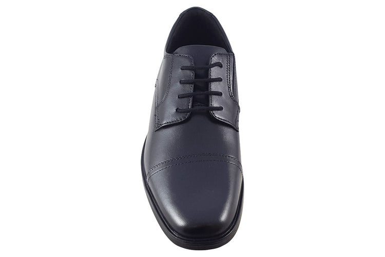 Clarks Howard Cap Black Leather Mens Shoes