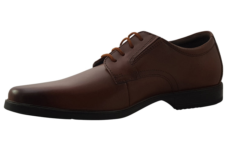 Clarks Howard Walk Dark Tan Leather Mens Shoes