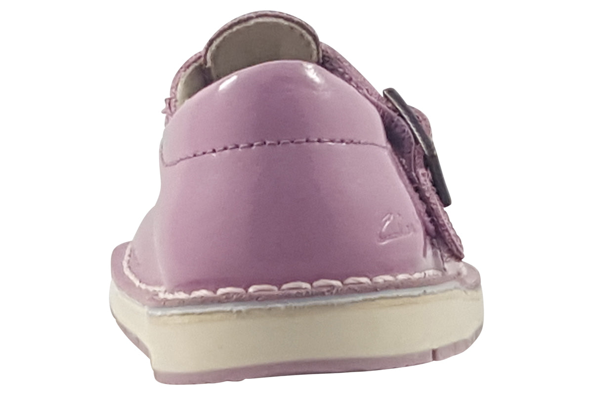 clarks joyful skip t pink patent girls shoes back