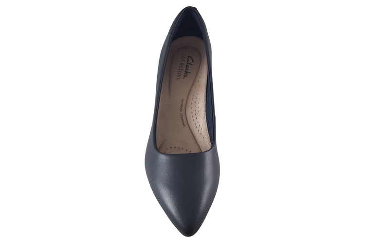 Clarks Kataleyna Gem Navy Leather Womens Shoes