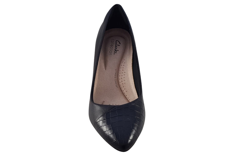 Clarks Kataleyna Rose Black Croc Womens Shoes