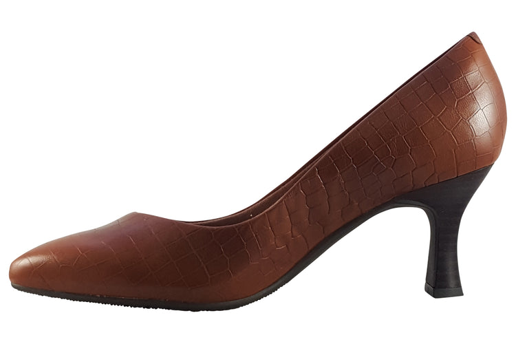 Clarks Kataleyna Rose Tan Croc Womens Shoes