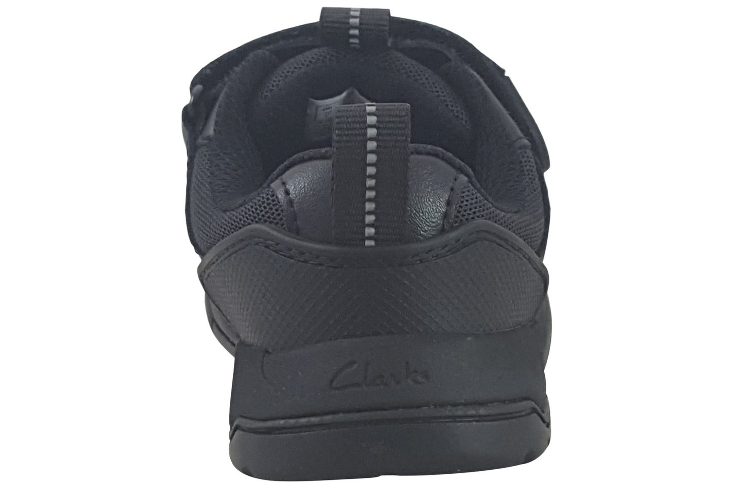 clarks laser cross k boys school shoes black leather back