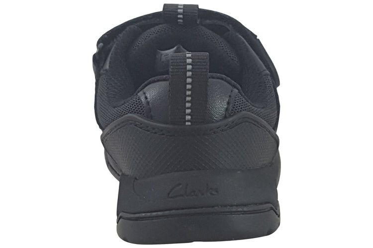 Clarks Laser Cross K Black Leather Boys School Shoes
