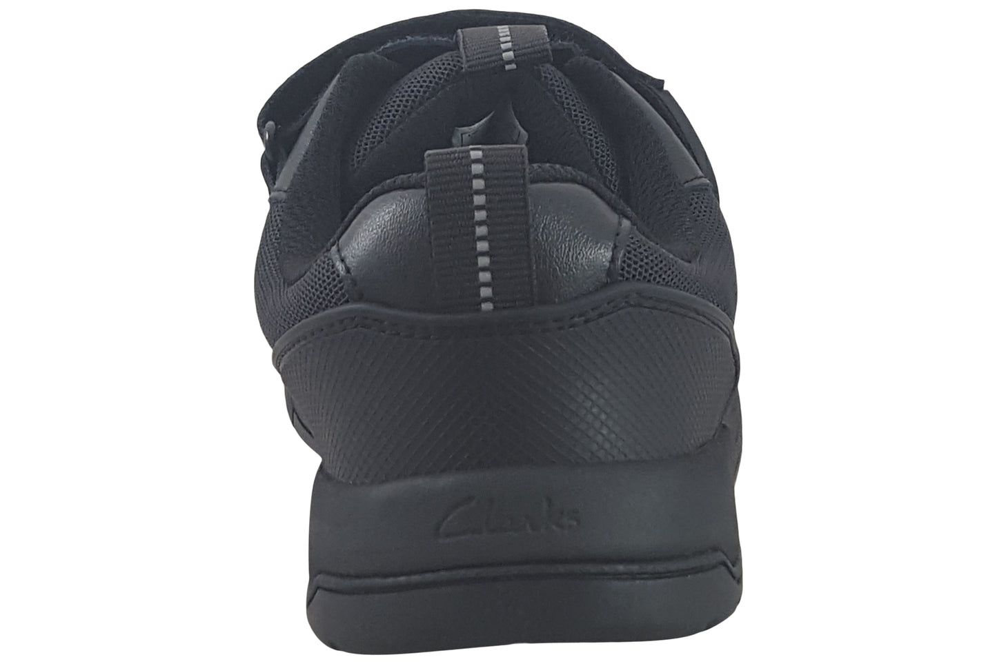 clarks laser cross y boys school shoes black leather back