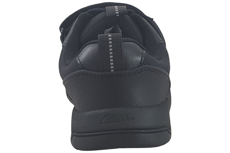 Clarks Laser Cross Y Black Leather Boys School Shoes