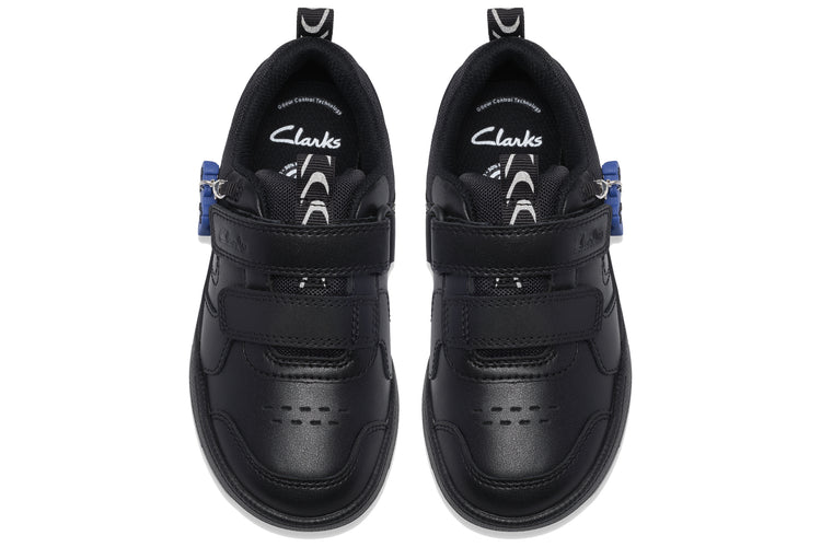 Clarks Laser Play K Black Leather Boys School Shoes