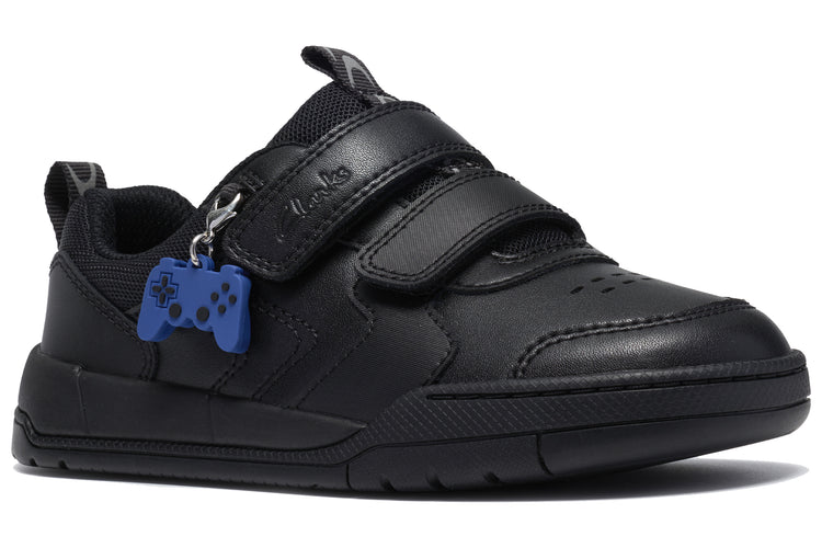 Clarks Laser Play K Black Leather Boys School Shoes