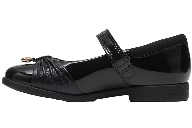 Clarks Lock Gem K. Black Patent Girls School Shoes