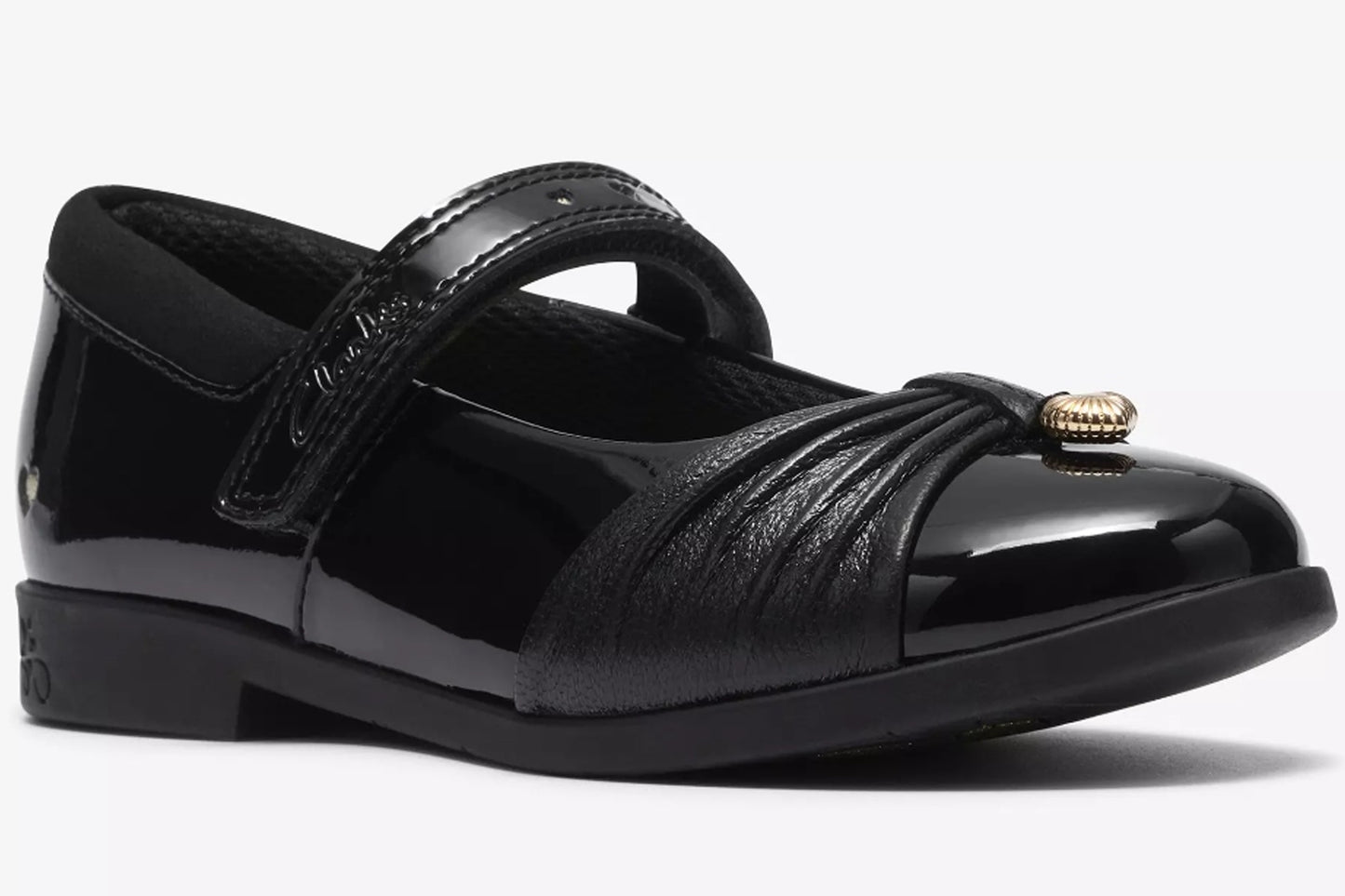 Clarks Lock Gem K. Black Patent Girls School Shoes