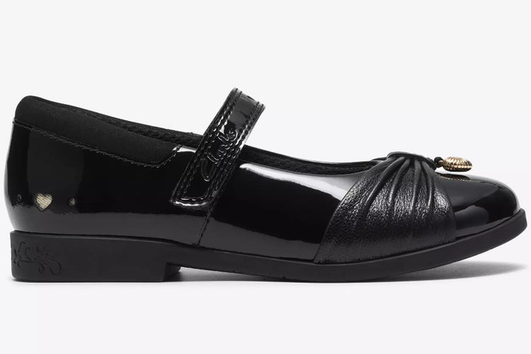 Clarks Lock Gem K. Black Patent Girls School Shoes