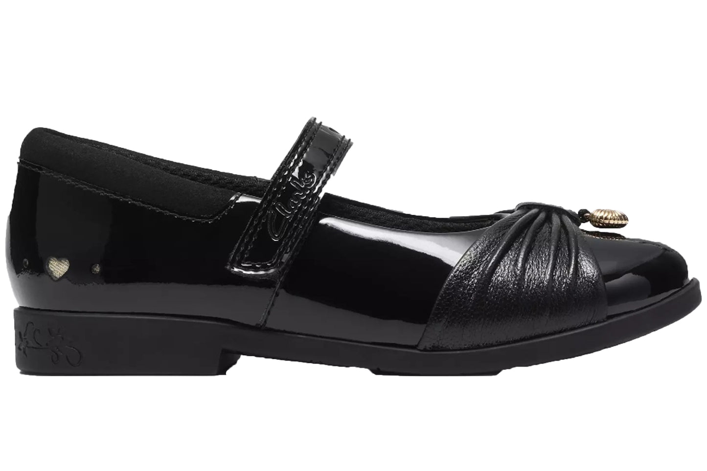 Clarks Lock Gem K. Black Patent Girls School Shoes