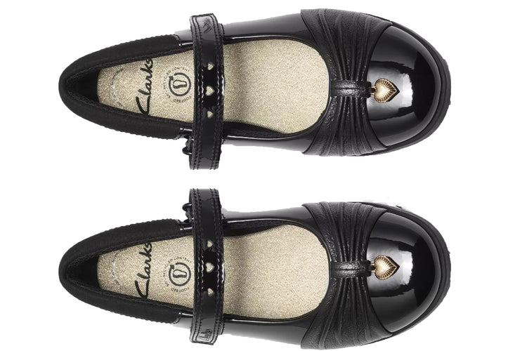 Clarks Lock Gem K. Black Patent Girls School Shoes