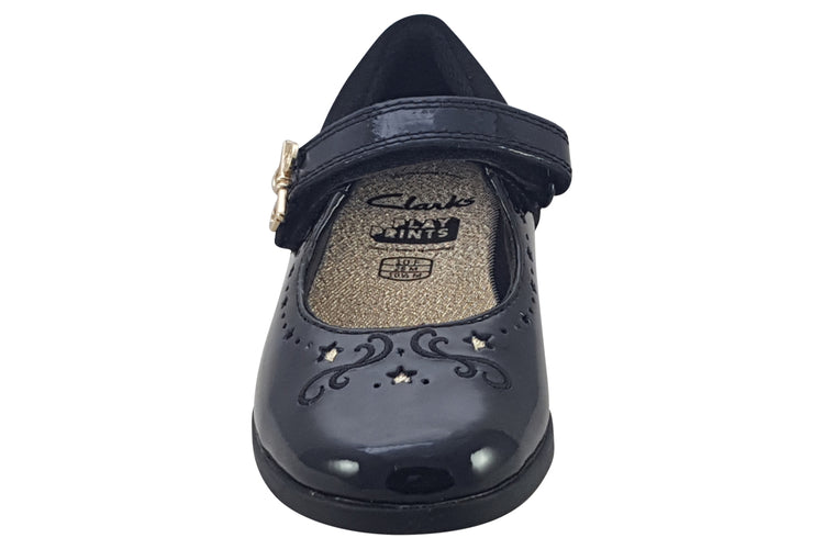 Clarks Lock Magic K. Black Patent Girls School Shoes