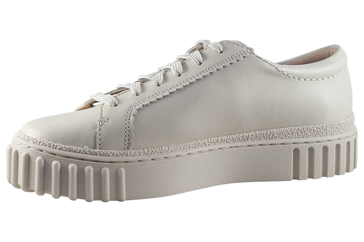 Clarks Mayhill Walk Cream Leather Womens Fashion Trainers