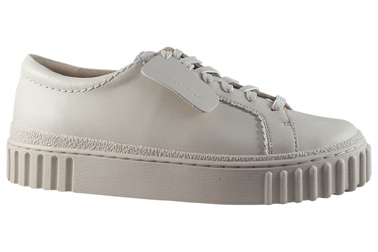 Clarks Mayhill Walk Cream Leather Womens Fashion Trainers