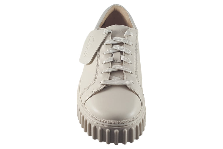 Clarks Mayhill Walk Cream Leather Womens Fashion Trainers
