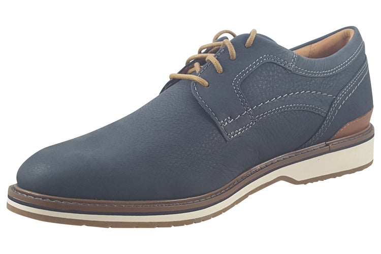 Clarks Monahan Plain Navy Nubuck Mens Shoes