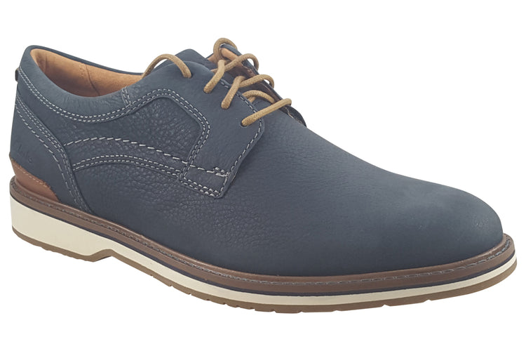 Clarks Monahan Plain Navy Nubuck Mens Shoes