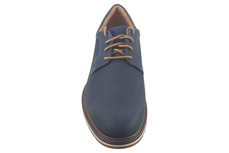 Clarks Monahan Plain Navy Nubuck Mens Shoes