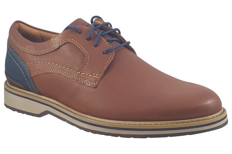 Clarks Monahan Plain Tan Leather Mens Shoes