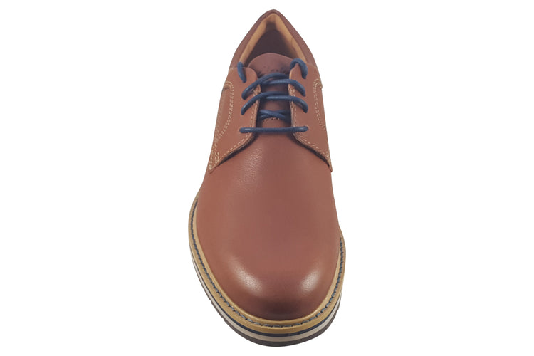 Clarks Monahan Plain Tan Leather Mens Shoes