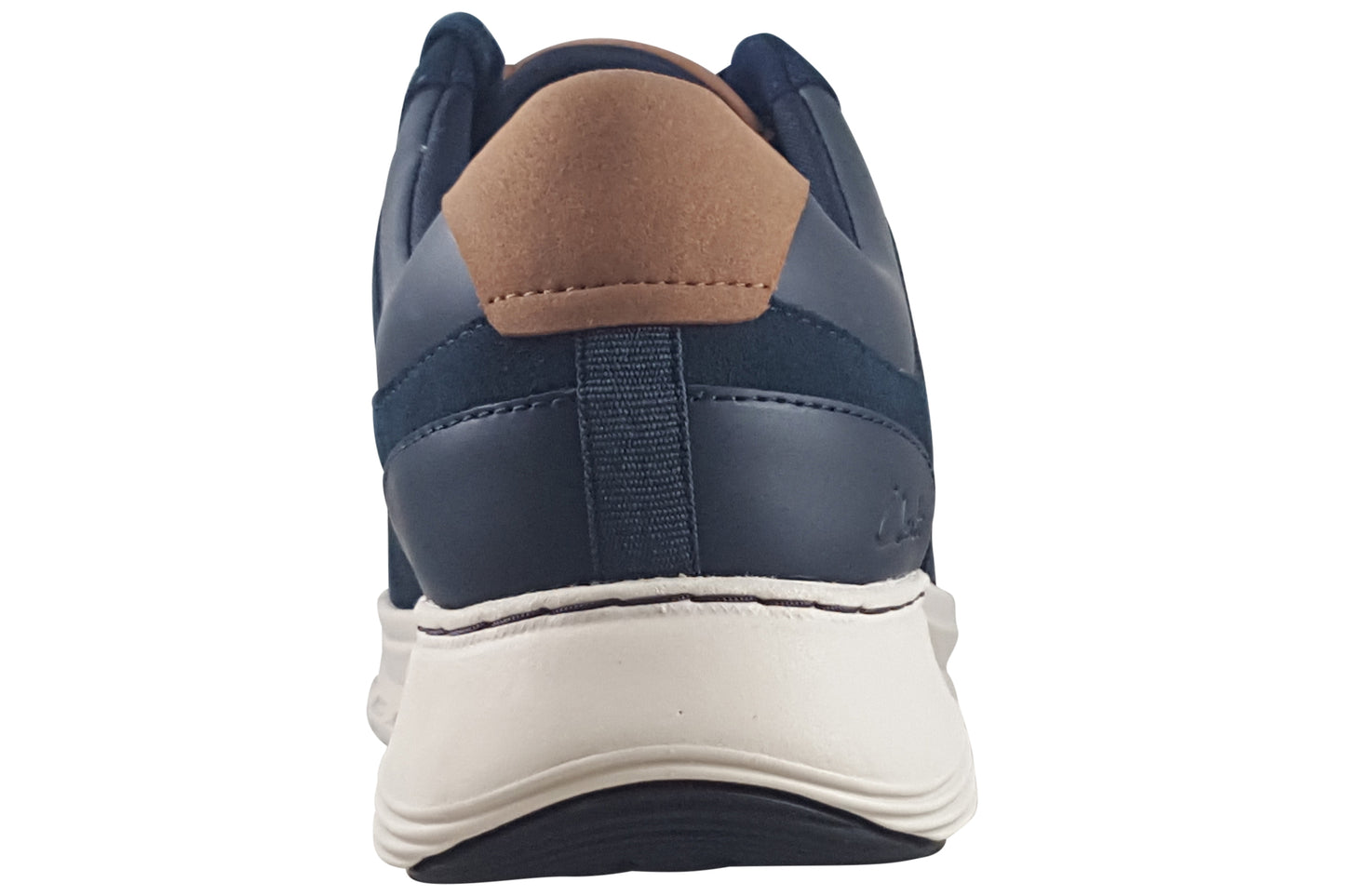 clarks motion trek go navy combi mens shoes back