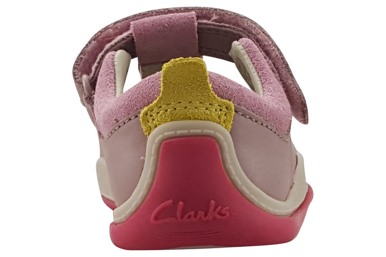 Clarks NoodleBrightT. Dusty Pink Leather Girls Shoes