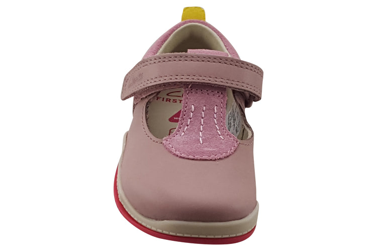 Clarks NoodleBrightT. Dusty Pink Leather Girls Shoes