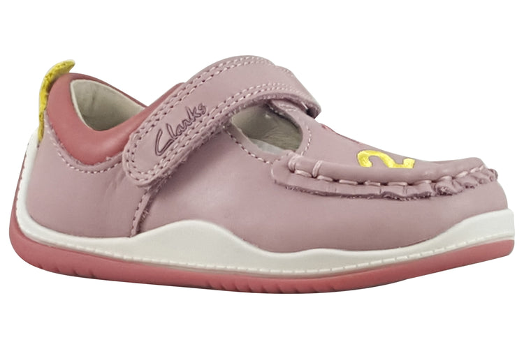 Clarks NoodleShine T. Dusty Pink Leather Girls First Shoes