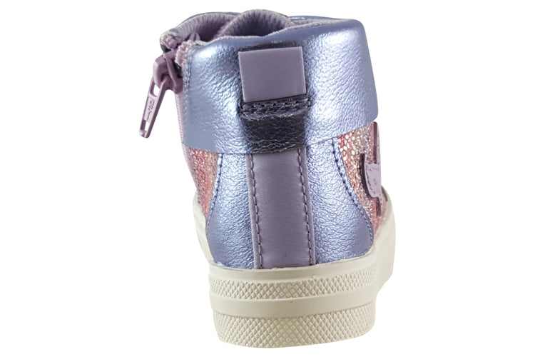 Clarks Nova City K. Lilac Leather Girls Boots