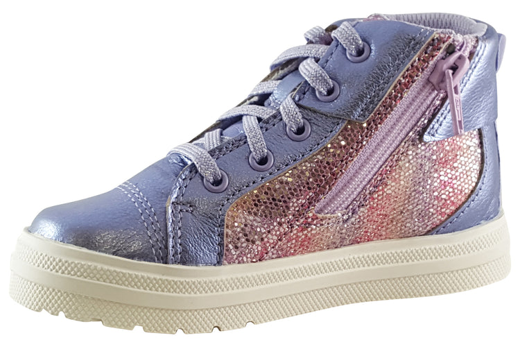 Clarks Nova City K. Lilac Leather Girls Boots