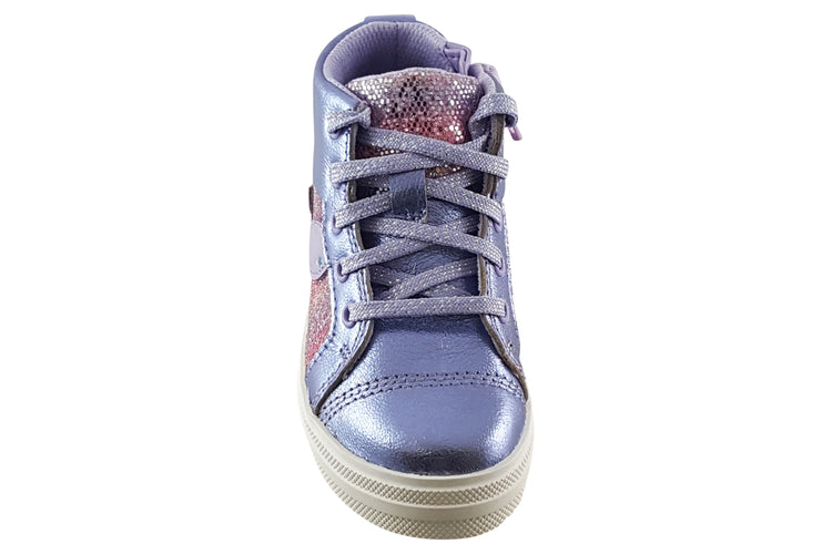 Clarks Nova City T. Lilac Leather Girls Boots