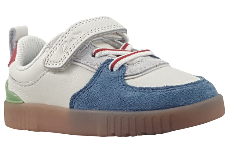 Clarks Oslo Vibe T White/Blue Boys First Shoes