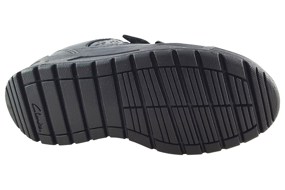 clarks palmersteggy k black leather boys sandals sole
