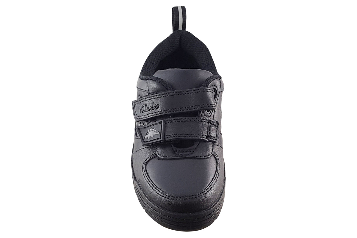 clarks palmersteggy k black leather boys sandals top