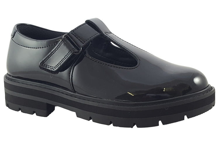 Clarks PragueBrill Y. Black Patent Girls School Shoes