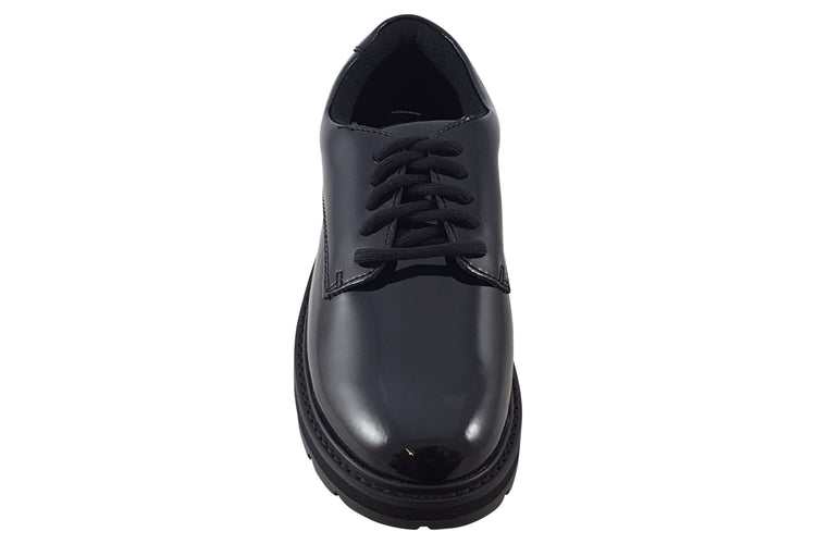 Clarks Prague Lace O. Black Patent Girls School Shoes
