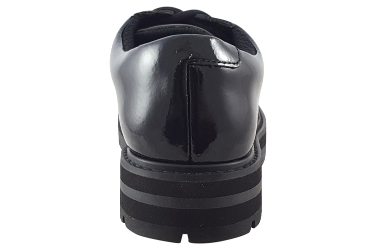 Clarks Prague Lace O. Black Patent Girls School Shoes