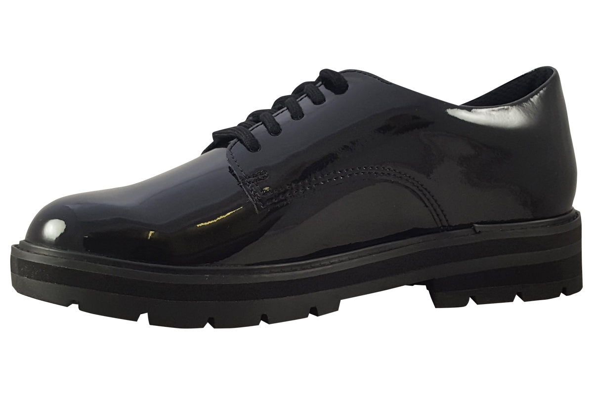 clarks prague lace y black pat girls shoes left