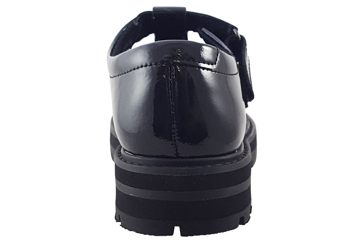 Clarks PragueBrill O. Black Patent Girls School Shoes